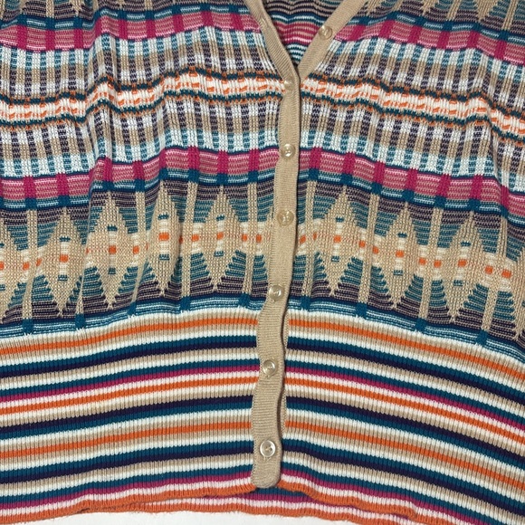 Women’s largeMulticolor Striped Cardigan Sweater lightweight knit Design History - Picture 3 of 7